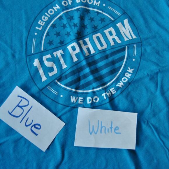 1st Phorm Legion of Boom We do the Work Medium Blue Short Sleeve Shirt - Picture 6 of 6